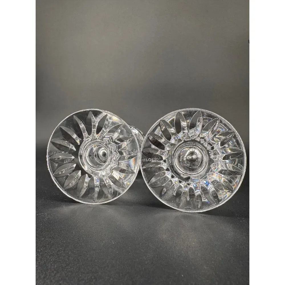 Vintage Block Crystal Candlestick Holders Set of 2 6